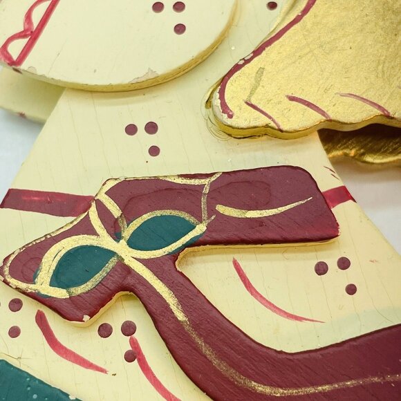 Vintage Whimsical Wooden Angel Gold Wings Handmade Christmas Old Charm Ornament - Picture 4 of 13